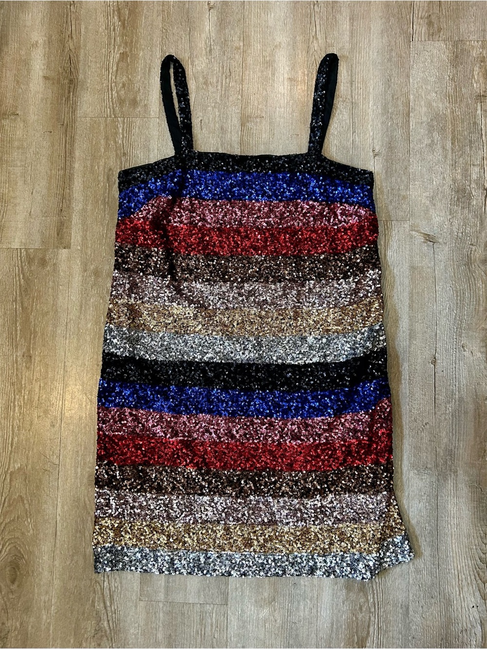Gap Striped Sleeveless Sequin Dress Medium